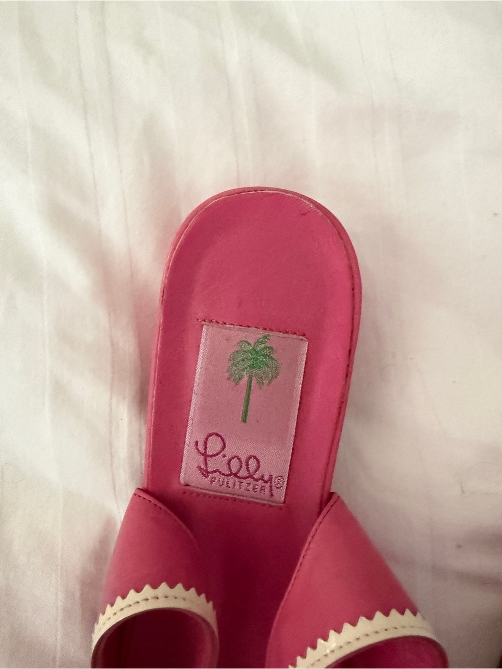 Lilly Pulitzer Pink Slingback Flats with White Flower Accent - Picture 2 of 6